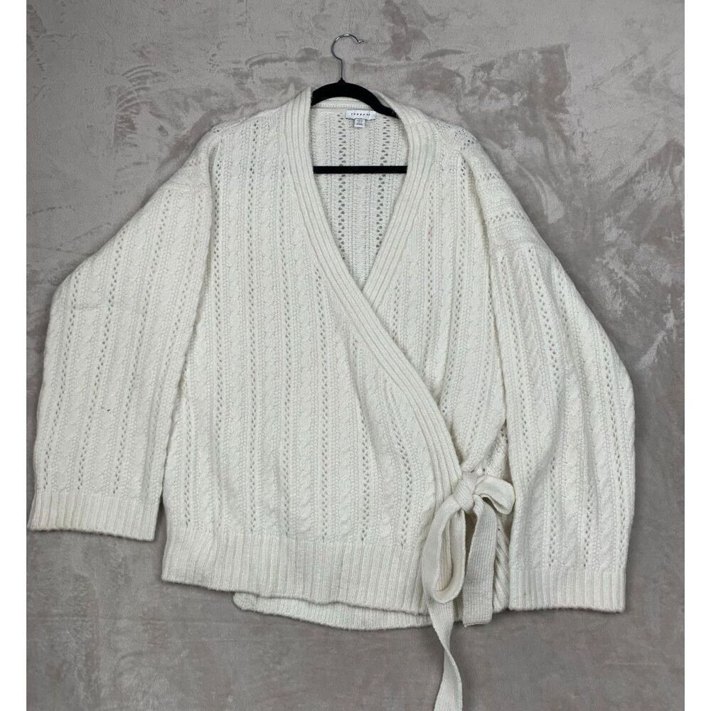 TOP SHOP COZY WRAP SWEATER WOEMENS Size 12 in CREAM WHITE 125149